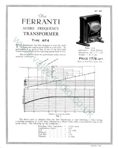 Ferranti AF4 Transformer technical specifications